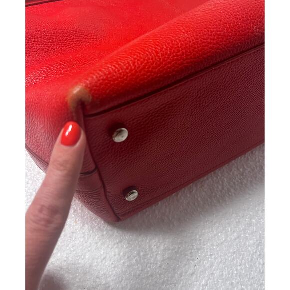 Coach Tyler Tote Pebble Leather Bag in Cherry Red (F54687) - Picture 12 of 12